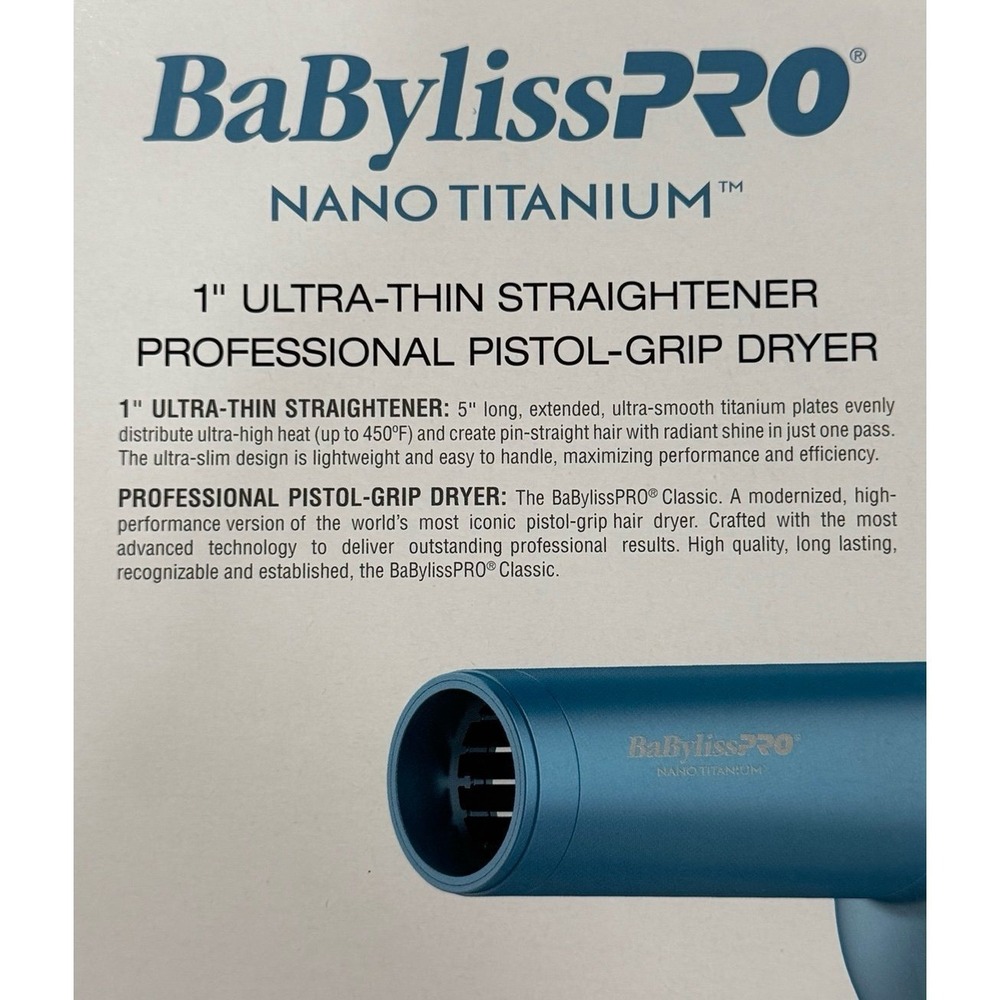 BaBylissPRO Nano Titanium Hair Dryer Flat Iron Set Limited Edition - Picture 3 of 5